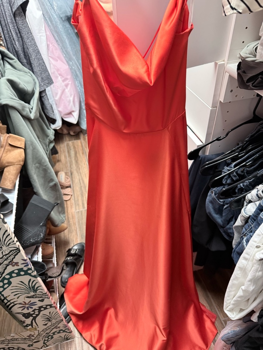 B. Darlin Satin Red Formal Gown – Size 1/2